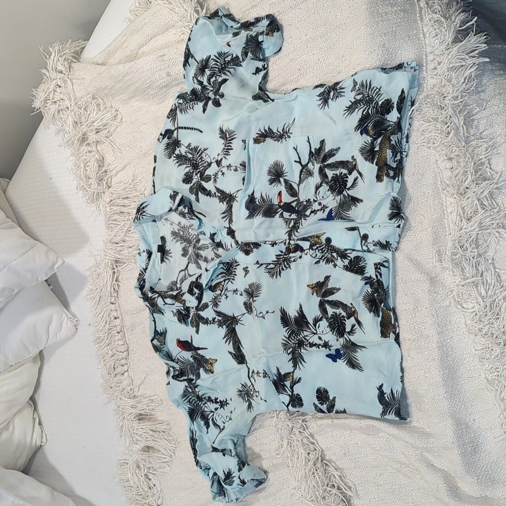 Topshop tropical short sleeve blouse